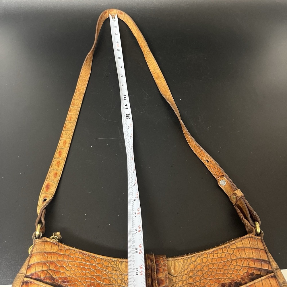 Brahmin Isabelle Metallic Toasted Almond Embossed Croc Leather Bag (B420) - Picture 13 of 16